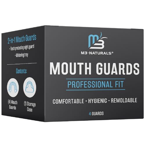 Dental Mouth Guards for Clenching – Custom Fit Nighttime Protection Guard for Sleeping for Adults & Kids – Includes 4 BPA-Free Guards & 1 Case by M3