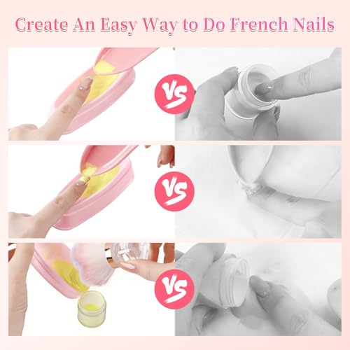 ANGNYA Nail Dip Container Dipping Powder Tray Set - 2 Pack French Manicure Dipping Powder Trays with Smile Line Guide for Professional DIY Nail Art