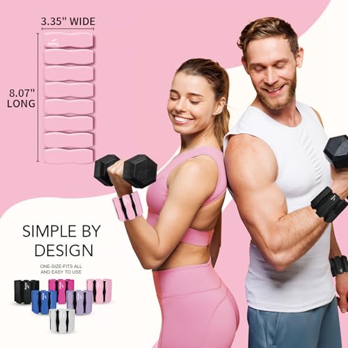 Ankle Wrist Weights for Women Men A Pair of 2lbs/3lbs/4lbs | Adjustable Arm & Leg Weights, Silicone Weighted Bracelet for Pilates Yoga Water Pool Walking Home Fitness Strength Training - color: Pink, size: 4lbs Pair (2lb each weight)
