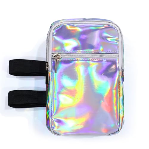 Carnival Leg Bag Holographic Thigh Bag with Adjustable Strap Leg Pouch Harness Women Summer Travel Hiking Pack(Silver,Leg Bag) - color: Silver, style: Leg Bag