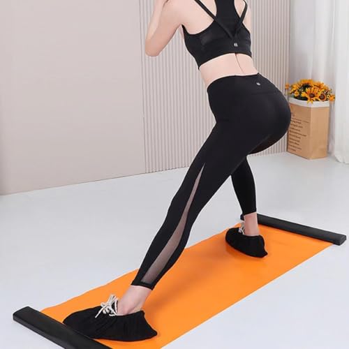 Fitness Mat Skating Slide Board Household Sliding Fitness Training Board for Ice Hockey Roller Skating Leg Exercise Thicken Sliding Workout Mat - size: 180x50cm Black