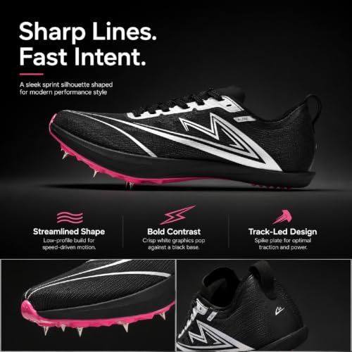 Track and Field Shoes Men Women Kids Spikes Sneakers Full-Length Carbon Plate Track Race Jumping Sneakers Girls Professional Running Track Spikes Shoes Boys - color: Black, size: 2
