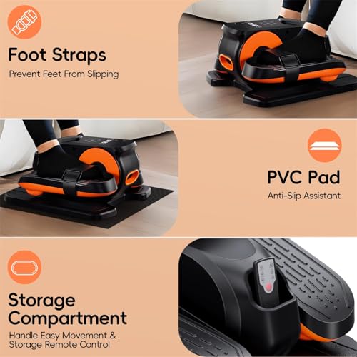 Under Desk Elliptical Machine,Foot Exerciser for Seniors Fully Assembled, Quiet & Portable Electric Seated Pedal Exerciser with Remote Control & 12 Adjustable Speeds