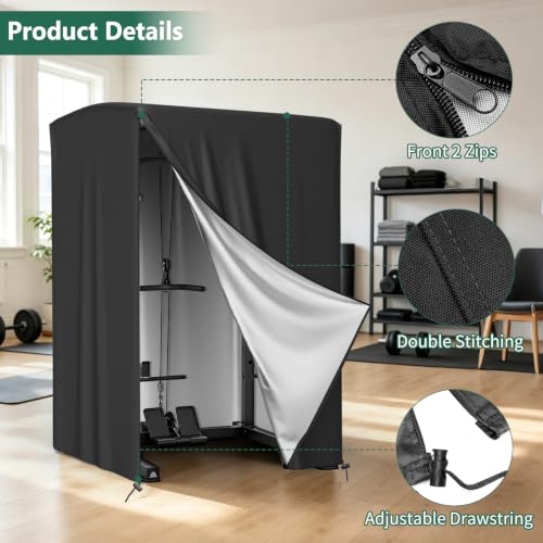 AKEfit Strength Training Cover, Waterproof & Dustproof Gym Rack Cover with Zipper,Fit for Indoor and Outdoor - color: Black, size: 69''Lx47''Wx84''H