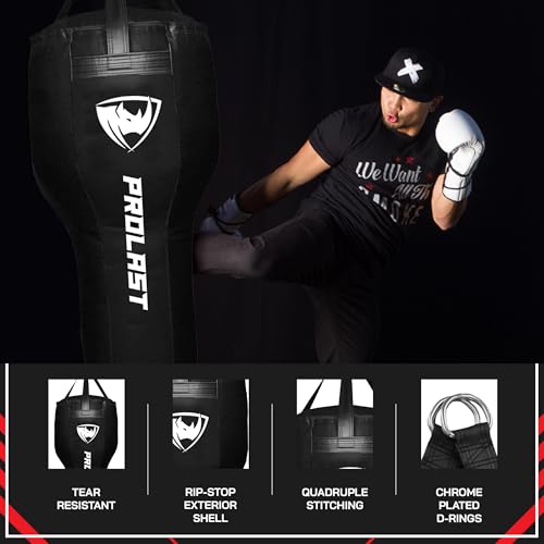 Angle Heavy Punching Bag for Adults, Hook and Uppercut, Boxing, MMA, Martial Arts, Muay Thai, 65 lbs, Rhino Logo - color: Black / Black, style: Filled