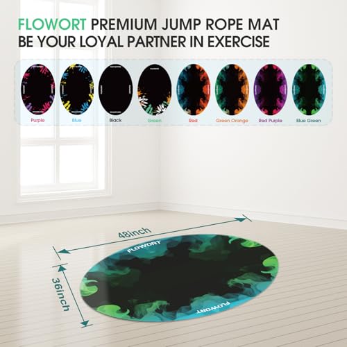 Cheete Jump Rope Mat Large Rubber Exercise Mat Indoor Outdoor Shock Absorbing Mat Non-Slip Oval Design for Floor & Rope Protection, Workout Mats for Home Gym Flooring - color: Blue＆Green