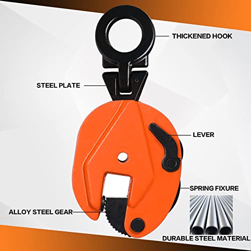 YATOINTO Plate Lifting Clamps, 2200lbs Plate Clamp, 1T Vertical Lifting Clamps, Jaw Opening up to 0.6 inch Welding clamps, for Lifting and Building