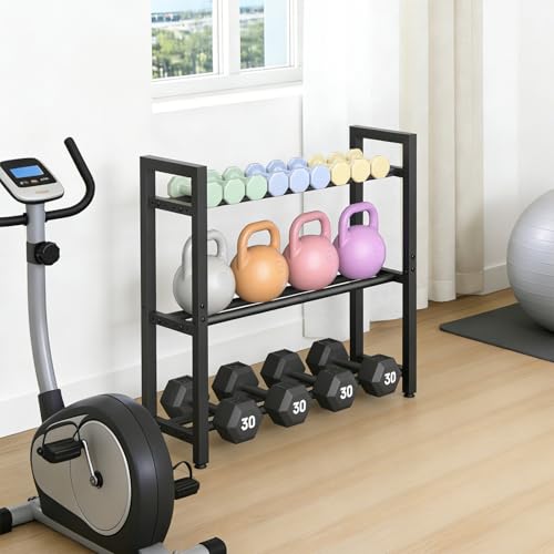 Eocnrhe Dumbbell Rack Stand Only, Weight Rack for Home Gym, 3-Tier Adjustable Dumbell Rack Heavy-Duty Weight Stand for Dumbbells Kettlebells - size: 9.84"D × 29.25"W × 31.37"H