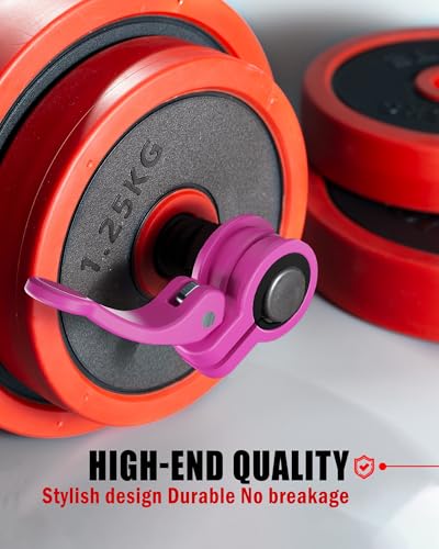Narrow Barbell Clips 2.5cm Width for Olympic Bars, 0.9-1.18inch Adjustable Weight Clamps, Quick Release Locking Collars for Weightlifting - color: Rose