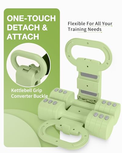 Adjustable 2-in-1 Dumbbell & Kettlebell Set, Free Hand Weight 4.4lb~11lb for Home Gym Training - color: Green