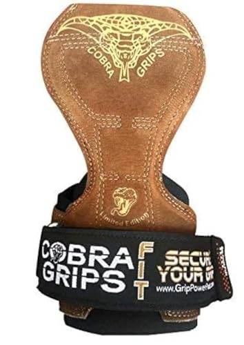 Cobra Grips Weight Lifting Gloves with Adjustable Neoprene Padded Wrist Wraps - Heavy Duty Alternative to Power Lifting Hooks for Deadlifts - color: FIT Brown Leather, size: 4.25 - 7.0"