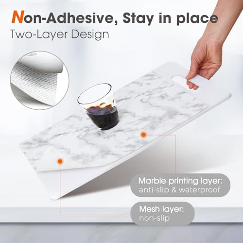 Drawer and Shelf Liner, Non-Slip Kitchen Cabinet Liners Non-Adhesive Thick Strong Grip Waterproof Washable Mats Protect Dresser Shelves Cupboard Bathroom Cabinets, White Marble, 12 in X 10 FT - color: Marble, size: 11.8"W x 118"L