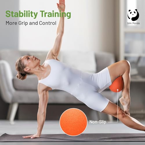 Slim Panda Pilates Ball, 9 Inch Small Exercise Ball, Anti Burst Mini Yoga Ball for Stability, Workout, Barre, Core Strength, Physical Therapy, Balance, Stretching - color: Orange