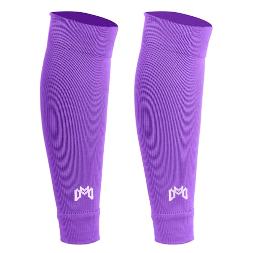 MediCaptain Pre Cut Soccer Sock Sleeves, Companion for Soccer Grip Socks, Securely Holds Shin Guards, Compression Leg Warmer - color: Purple