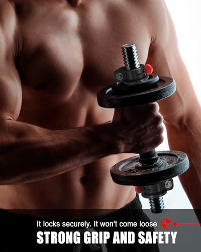 Mini Barbell Clips 1 inch I Multi-Size Adjustable Barbell Collar I 1 inch Barbell ClampsIQuick Release Weight Clips Pair of Locking for Dumbbell Bar - color: Black+red