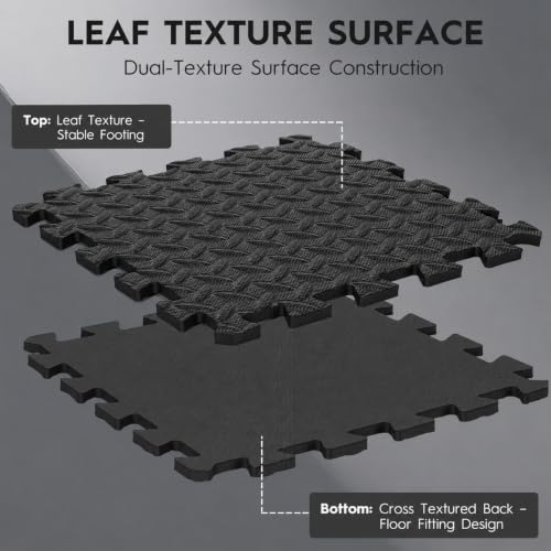 18pcs Puzzle Exercise Mat, 12.6"x12.6"x0.4", 18sqft EVA Interlocking Foam Floor Tiles, Protective, Water-Resistant Flooring for Home Gym & Workout Equipment - color: Black