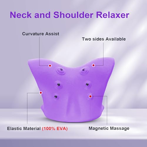 Neck Stretcher with Magnetic Therapy Acupressure for Pain Relief, Neck and Shoulder Relaxer, Chiropractic Pillow, Restore Neck Curve, Purple - color: Purple