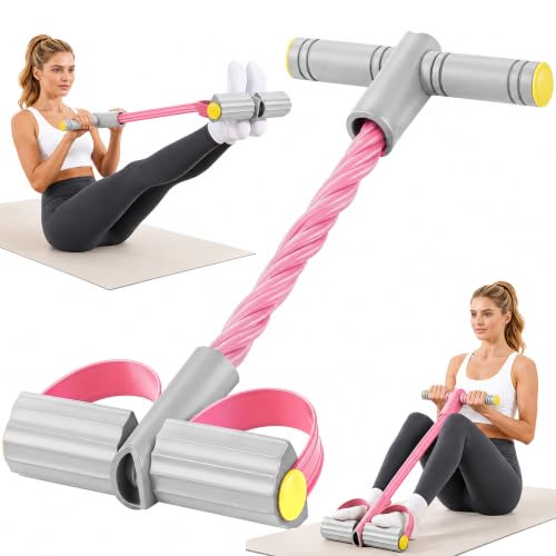 Upgraded Pedal Resistance Band with Handle, Soft Durable Fashion Puller Exercise with Thickened 6 Tension Ropes, Tube Pedal Resistance Device for Abdomen, Waist, Arm, Leg, Core/ABS - color: Gray & Pink