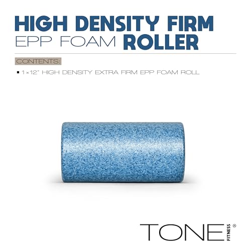 Tone Fitness High Density EPP Foam Exercise Foam Roller for Yoga, Pilates, Stretching, Massage, and Recovery | Multiple Sizes and Colors - color: Blue, size: 12 Inch