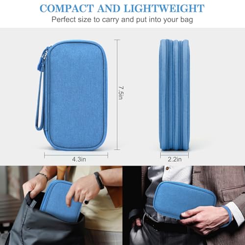 FYY Electronic Organizer, Travel Tech Pouch Bag, Cable Organizer Cyan | Wrist Strap, Waterproof, Double Layers Portable Electronics Travel Carrying Case for Cord, Charger, Daily Business Trips Use - color: Cyan, size: Small