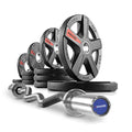 XMark Olympic Weight Set with EZ Curl Bar, Texas Star Weight Plates, 2" Barbell Set, Bicep Curl and Triceps Extension - style: 3) BAR and 115 lb Set