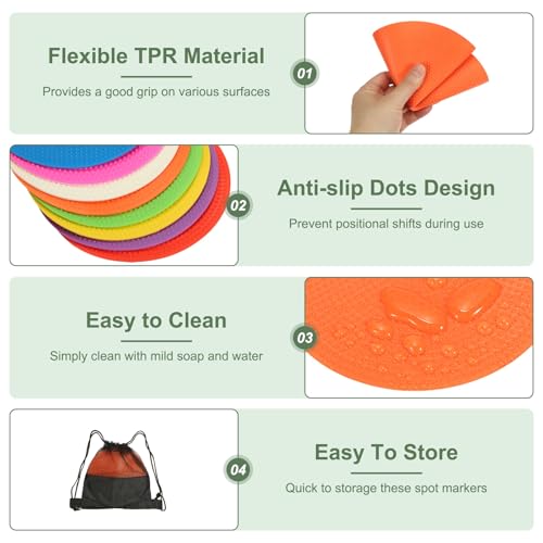 Spot Markers, Poly Spot Marker for Agility Training Floor Dots Non Slip Flat Field Cones - color: Orange, size: 23 cm/9.1inch