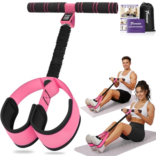 Upgraded Pedal Resistance Band with Handles, Foot Pedal Resistance Bands for Women, Core Abs Leg Training, Exercise Bands for Full Body Workout Fitness, Home Gym Equipment, Pilates & Physical Therapy - color: Pink