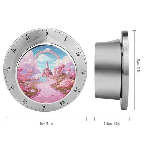 Pink Candy Land Stainless Steel Timer, Kitchen Timer with Magnetic Base, Countdown Timers for Gym, Office, Cooking, Baking, Jogging