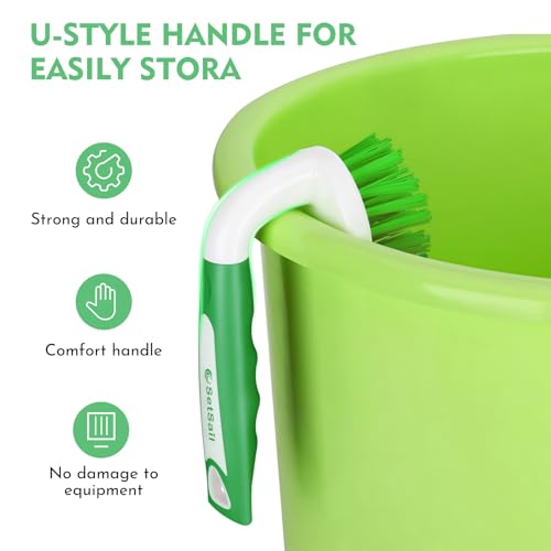 SetSail Scrub Brush, Heavy-Duty Scrub Brushes for Cleaning, Green 4 Pack | Heavy-Duty Scrub Brushes for Cleaning Shower, Bathroom, Carpet, Kitchen and Bathtub Scrubber - 4 Pack - color: Green, size: 4-pack