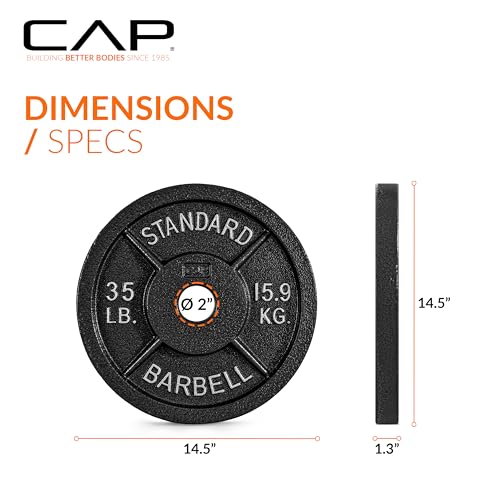 CAP Barbell 2-Inch Olympic Weight Plate | Multiple Options - size: 35 lb - Single, style: Classic - Black
