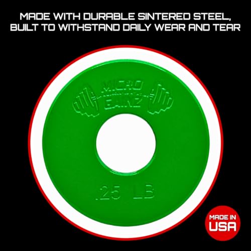 Micro Gainz Standard 1-Inch Center Hole Fractional Weight Plates Set of 2 Plates, Choose Set (.25LB-1.25LB), Designed for Standard 1-inch Barbells & Dumbbells, Made In USA - color: Green .25LB