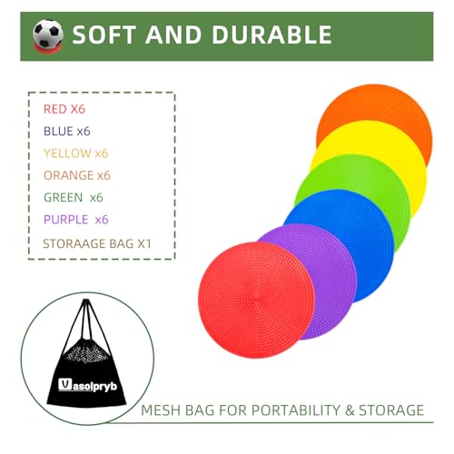 Spot Markers 4 Inch 9 Inch Non Slip Rubber Floor Markers Flat Field Cones Poly Dots for Classroom Dance Sports Soccer Basketball Speed Agility Training - style: 4inch 36pcs