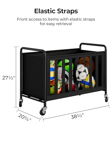 StorageWorks Ball Storage with Wheels, Ball Cart for Garage, Garage Sports Equipment Organizer, Balls Organizer for Basketball, Football, Volleyball - style: Ball Storage(360L)