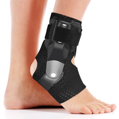 Ankle Brace with Side Stabilizers -Adjustable Ankle Support for Sprains, Sports Injuries, Plantar Fasciitis, Injury Recovery, Best Ankle Support for Running, Basketball, Volleyball (Large) - size: Large