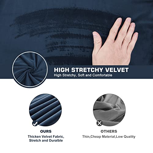 NeColorLife Velvet Ottoman Cover Storage Ottoman Slipcover Thick Stretchable Footrest Stool Covers with Elastic Band for Rectangle and Square Ottoman (Medium Size,Navy Blue) - color: Navy Blue, size: M Length: 31"-34",Width: 31"-43"