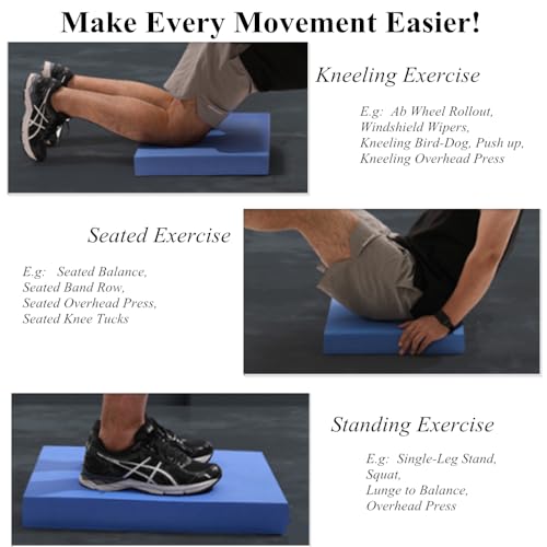 High-Density Balance Pad, Extra Large Balance Pad for Physical Therapy, TPU Foam Balance Board for Rehabilitation Stability Workout Knee and Ankle Exercise - color: Blue, size: 19.69*15.7*2.36inch
