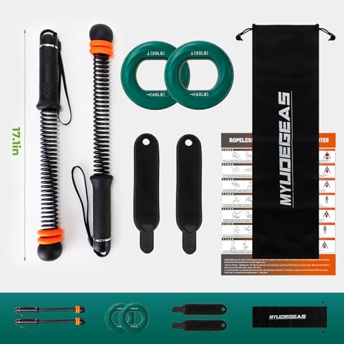 Weighted Ropeless Battle Ropes, Heavy Duty Portable Cordless Battle Rope for Home Gym with Grip Poster Strengtheners, Grip Poster & Storage Bag. Battle Rope Sticks for HIIT, Strength & Quiet Cardio