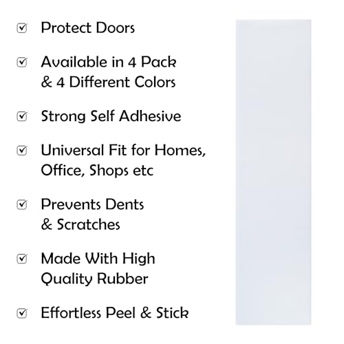 Rubber Bond Push Plates (4 Pack) 4" x 16" - Effortless Peel & Stick - Prevents Dents & Scratches - Self-Adhesive & Universal Fit (White) - color: White, size: Push Plate - 4 Pack - 4"x16"