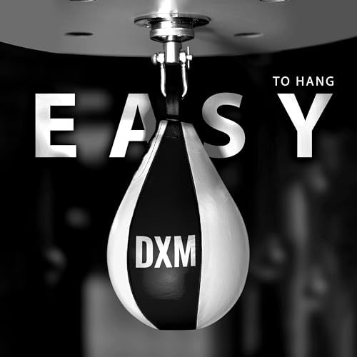 DXM SPORTS Boxing Speed Bag - Leather Speed Bags - Punching Speed Ball - Exercise Workout MMA Speed Bag for Adults - color: Black & White