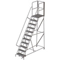 Tri-Arc RWSR111242-XR 11-Step Gateway Rear-Exit Steel Rolling Ladder with 30" Deep Top Platform, Grip Strut Tread with Handrails, 24" Wide Steps - size: 11-Step, style: Grip Strut Tread