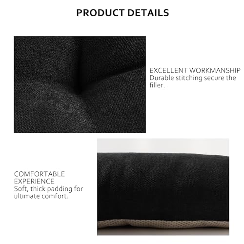 ELFJOY Non Slip Tufted Bench Cushion for Indoor Furniture 34"x16" Black | 3.5" Thick, Soft and Breathable Fabric, Skin-Friendly, for Dining Entryway Window Storage Bench, Comfort for Long Sitting - color: Black