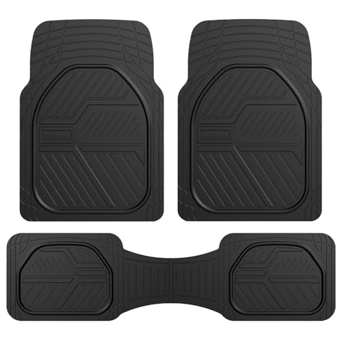 Coverado Heavy Duty Rubber Floor Mats for Cars, Black Deep Dish All-Weather Car Mats Full Set, Universal Trim to Fit Waterproof Car Floor Mats, Anti-Slip Easy Clean Floor Liner for Cars Trucks SUV - color: Black