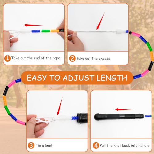 Beaded Jump Rope 1 Pack/2 Pack, ACEONE Segmented Skipping Rope for Kids Adults, Adjustable Tangle-Free Toddler Jumping Rope for Fitness Exercise Training - color: Rainbow Yellow
