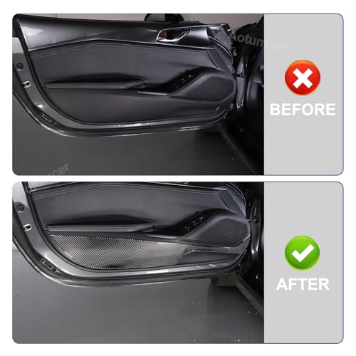 Soft Carbon Fiber Car Door Anti Kick Pad Trim Cover Compatible with Mazda MX-5 Miata 2016-2025+, Door Protector Mat Anti Dirty Anti Collision Stickers Interior Accessories (Black) - color: Black