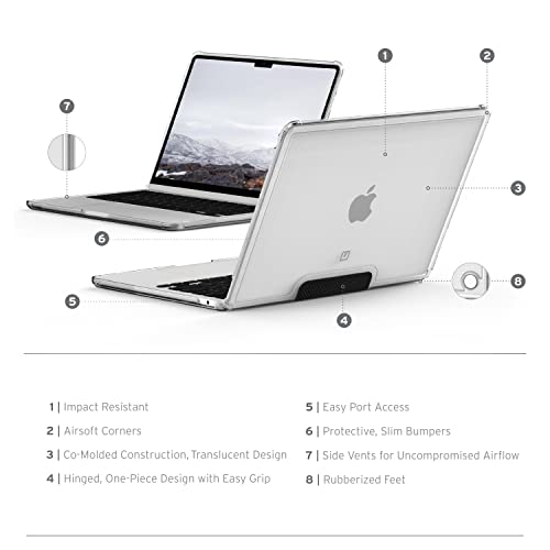 [U] by UAG Designed for MacBook Air 13" Case M5 2026 M4 2025 M3 2024 M2 2022 - Translucent Durable Lightweight Impact Resistant Laptop Protective Cover, Lucent Ice/Black - color: Ice/Black