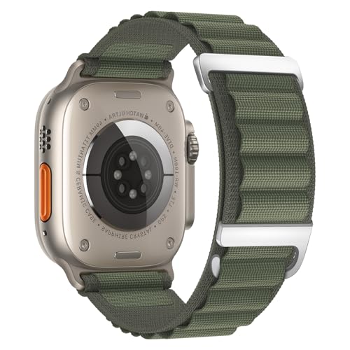 Alpine Loop Compatible with Apple Watch 3 Band 49mm 46mm 45mm 44mm 42mm 41mm 40mm 38mm Men Women, Nylon Sport Loop for Apple Watch Ultra 2/1 iWatch Series 11 10 9 8 7 6 5 4 3 2 1 SE - color: Green