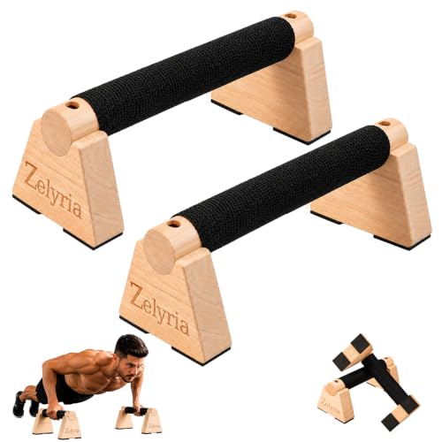 Parallettes Bars, 2 PCS Wood Calisthenics Equipment Non-Slip Base Exercise Home Workout Equipment, Wooden Pushup Bars & Calisthenics Bar - Handstand Bars and Pushup Handles for Men - color: Wood-30cm