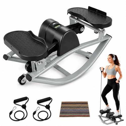 Rock Stepper Side to Side Portable Lateral Rocking Stepper with Digital Display and Non-Slip Mat Mini Steppers for Exercise at Home - color: Black