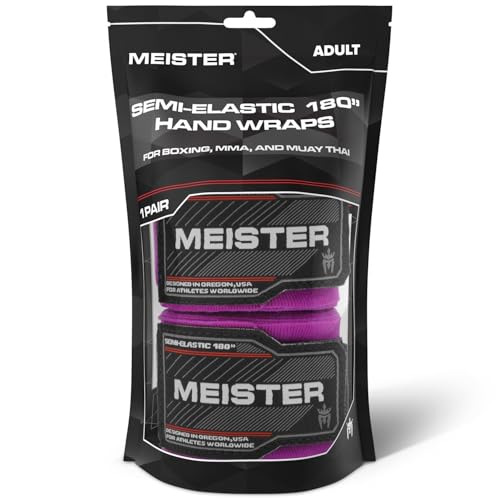 Meister Adult 180" Semi-Elastic Hand Wraps for MMA & Boxing (Pair) - color: Purple
