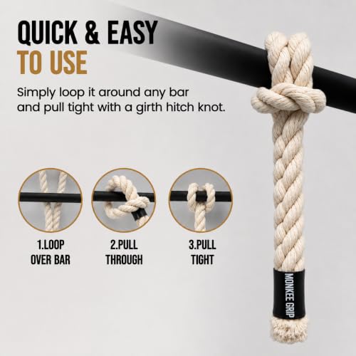 Rope Grips Cotton Black (Pair) Pull-up, Grip Strength, - color: Level 2: Natural